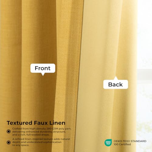 Image of HPD Half Price Drapes Grommet Linen Curtains 120 Inches Long Room Darkening Curtains for Bedroom & Living Room (1 Panel), 50W x 120L, Graphic Gold