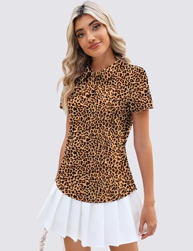Image of TFSDOD Womens Golf Polo Shirts Collared Short Sleeve T Shirt Lightweight Moisture Wicking Polo Casual 3 Buttons Outfits
