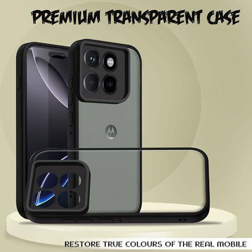 Image of V-TAN Back Cover for Motorola Edge 60 Pro 5G, Transparent Clear Case Compatible with Motorola Edge 60 Pro, TPU, Camera Protective, Scratch Resistant Shockproof Mobile Cover with Anti-Slip Grip (Black)
