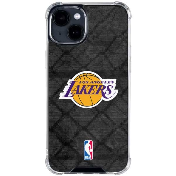 Skinit Clear Phone Case Compatible with iPhone 15 - Officially Licensed NBA Los Angeles Lakers Dark Rust Design