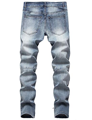 Men's Stretch Ripped Distressed Denim Jeans with Side Zippers2