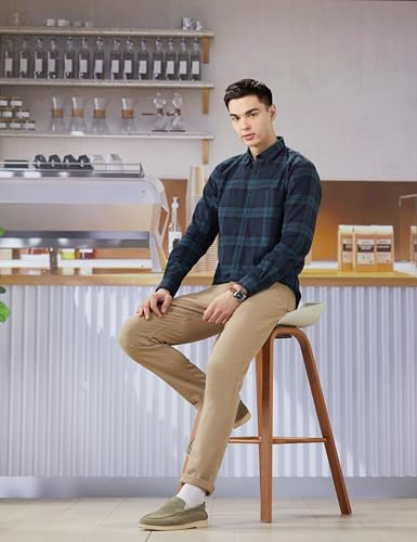 Image of Peter England Men's Checkered Cotton Shirt | Smart Casual | Full Sleeves