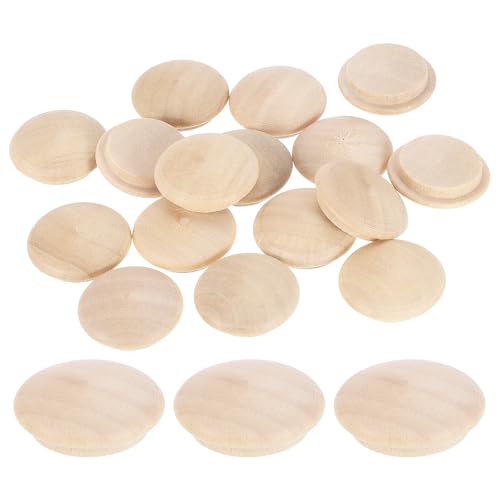 Image of uxcell 26Pcs Wood Button Plugs, 20mm /0.79 inch Hardwood Screw Hole Plug Mushroom Wooden Caps Buttons Wood Plug for Furniture Woodworking Craft Decor (25mm x 20mm)