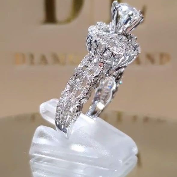 14K Gold Plated Cubic Zirconia Ring with Round Cut CZ Diamond Multi Row Ring Eternal Engagement Wedding Ring with Infinite Elements Inset（Size 6）4