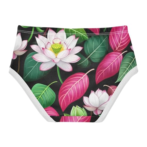 Toddler Girls Underwear 2t Cotton Girl Panties Cute Fun Print Kids Briefs Undies Colorful Leaves White Lotus Flowers2
