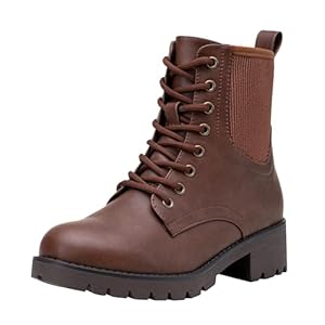 Vepose Womens’ 916 | Ankle Boots | Combat Boots | Lace-up Booties with Inside Zipper