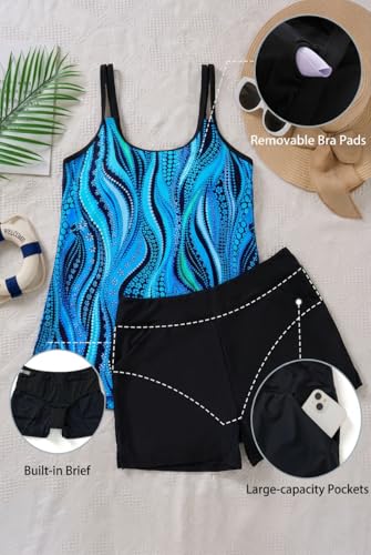 Image of Tempt Me Plus Size Tankini Swimsuits - Women Two Piece Tankini Top with Shorts Flowy Swimsuit 2025 Bathing Suits