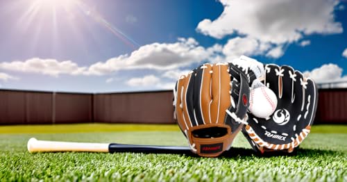PHINIX Tee Ball Glove with Foam Baseball (Black/Brown/White, 8 1/2 \") - Thumbnail 4