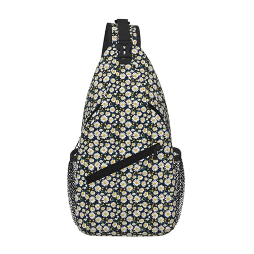 Bolsa de pecho cruzada con margaritas para senderismo diario mochila diagonal