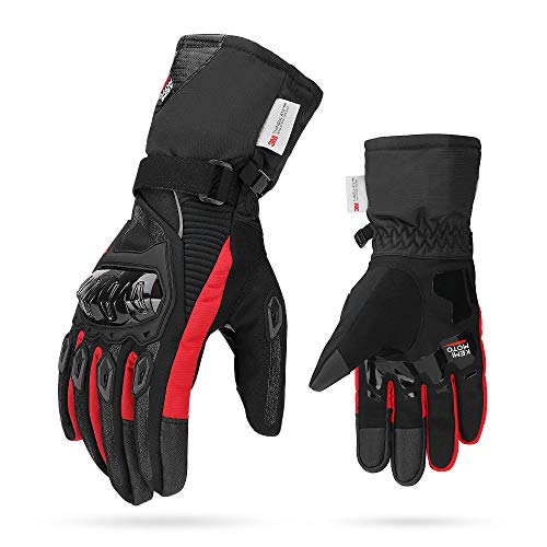 ISSYZONE Gants de Moto Hiver 2KP Homologués, Gants à Trois Doigts Ecran Tactile Imperméable, Protection Legère et Chaude avec 3M Thinsulate C100 pour Moto, VTT, Activités en Plein air Femme et Homme