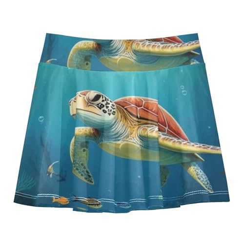 Girls' Shorts Athletic Skorts Sea Turtle Underwater Colorful Coral Toddler Tennis Skirts Cheer Teen Cheer 3t