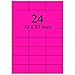 Produktbild Labelident farbige Etiketten DIN A4 leuchtpink - 70 x 37 mm - 2400 Papier Farbetiketten auf 100 Blatt, Laser Etiketten farbig selbstklebend, bedruckbar