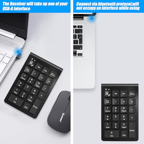 Podazz Ziffernblock, Bluetooth Numpad 2.4G Ziffernblock kabello mit 22 Tasten - 10 Multifunktionstasten Multimedia-Keys für Laptop, Desktop, Notebook, PC(USB-Aufladung)