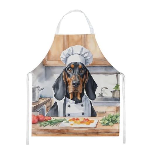 Caroline's Treasures Black and Tan Coonhound The Chef Apron Cooking Kitchen Server Baking Crafts Gardening for Adult Women Men, Unisex, Large, Multicolor