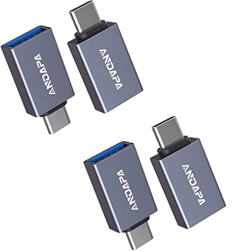 ANDAPA USB C to USB Adapter (2Pack) Compatible for Samsung S25 Ultra Series for iPhone 17 16 15 Series iPad MacBook Tablets