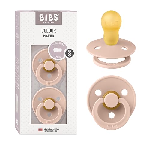 Image of BIBS Pacifiers | Natural Rubber Baby Pacifier | Set of 2 BPA-Free Soothers | Made in Denmark | Blush | Size 18-36 Months
