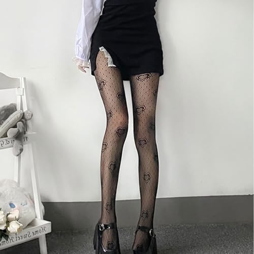 Image of Y2K Patterned Sheer Tights for Women Gothic Punk Thigh High Pantyhose Harajuku Lolita Bandage Fishnet Stockings