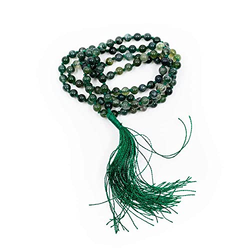 Preisvergleich Produktbild Edelsteine Mala Kette Moos-Achat - 108 Perlen