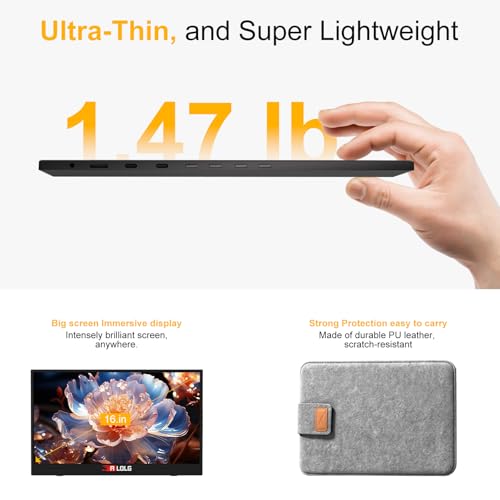 Image of 144Hz 16 inch Portable Monitor,1920x1200 FHD IPS Plug&Play Second External Monitor with USB-C Mini HDMI Port,Second Screen Compatible with PC Phone Mac Xbox PS4 /5-Z8