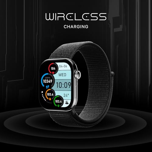 Image of Fire-Boltt Ring X Smart Watch with 2.01 inch Always-On Display, Bluetooth Calling, Wireless Charging, AI Voice Assistant, 500+ Watch Faces, Health Suite, Smart Watch for Man & Woman - Black N