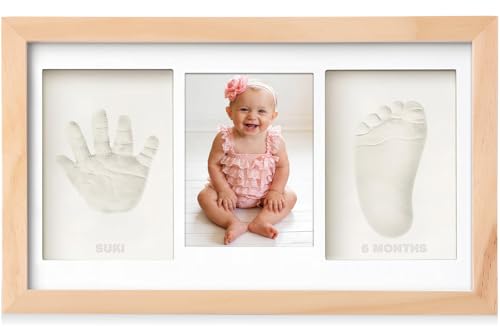 Yiukou Cadre Empreinte Main Pied Bebe avec Argile, Kit Empreinte Bebe avec NOM pour Cadeau Bebe Naissance, Cadre Empreinte Bébé avec Argile...