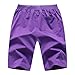 Boy's Casual Shorts Summer Drawstring Elastic Waist Side Zipper Pockets Fashion Kids Shorts,Purple,18
