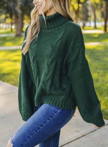 Image of Dokotoo Womens Sweaters Turtleneck Cable Knit Chunky Pullover Fall Outfits