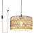 Garvot Plug in Pendant Light Rattan Hanging Lamp Pendant Light with on/Off Switch,Rattan Woven LampShade Hanging Lamp Plug in for Living Room,Bedroom,Farmhouse