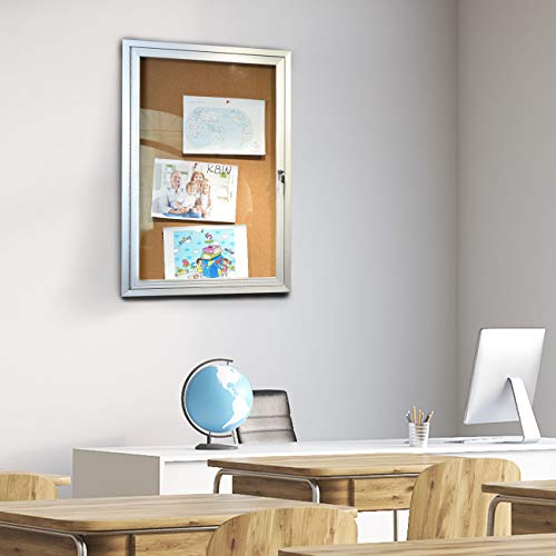 Enclosed Bulletin Board Kbw Aluminum Frame Glass Door Cork Bulletin Board Showcase With Security Lock For School, Office, Hotel, Indoor Outdoor #TOP5