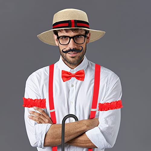 Keymall Barbershop Quartet Costume Accessory 6 Pieces For Circus Barker Roaring 1920'S Vintage Halloween Dress Up Costume (Red) #TOP6