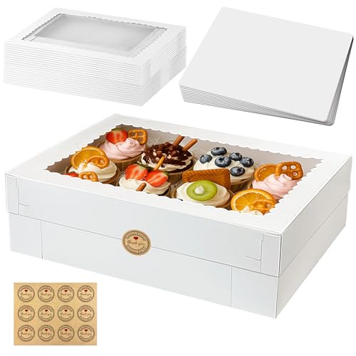 MUMULULU 10 PCS 16x11x4 Inch Cake Boxes with Window and