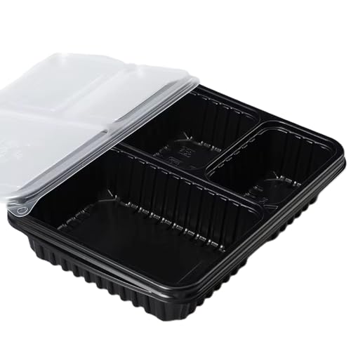 Image of Krum 3-Compartment Plastic Plate | Durable Reusable Meal Tray with Sections | Microwave Safe Food Serving Plate for Office, Home, Restaurants, Canteens & Food Delivery (Pack of 20)