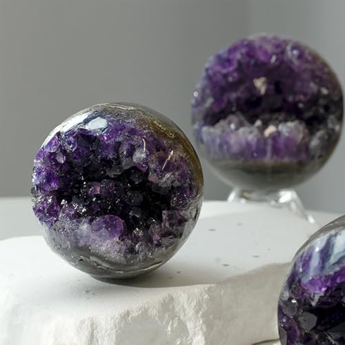 Esfera de amatista natural Feng Shui de 400-500g para decoracion de oficina y hogar 6