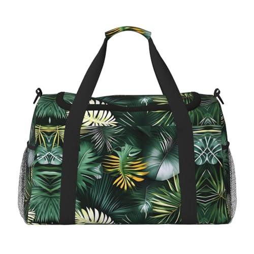 Sac de sport à motif palmier avec grand compartiment de rangement One Size noir