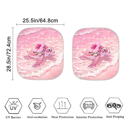 Image of Pink Turtle Sun Shade for Car Windshield Foldable 2-Piece Car Sunshades Sun Shield for Front Window Auto Sun Visor Heat Protection Car Accessories Universal Fit Most Cars