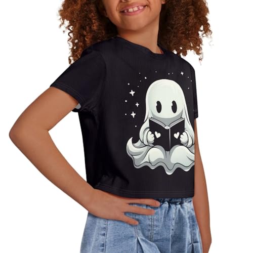 Image of Girls Summer Crop Top Outfits Short Sleeve T Shirts Kids Cute Clothes Tees Blouse