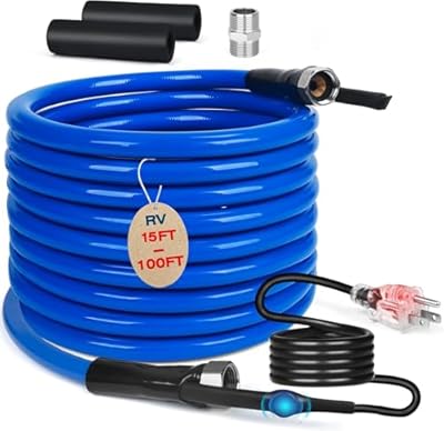 25FT Heated Water Hose for RV,Auto Accessory,Heated Drinking Water Pipe with Thermostat,Lead and BPA Free,1/2" Inner Diameter,Temperatures Down to -40°F,Rv Freshwater Hoses and Fittings