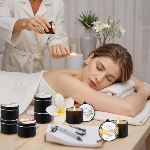 Image of 12 Pack Mini Massage Candles, Soy & Coconut Oil Melts into Warm Body Oil, Assorted Scents Aromatherapy Gift Box for Couples Spa, Valentine's Day Birthday Christmas Luxury Present (1 oz Each)