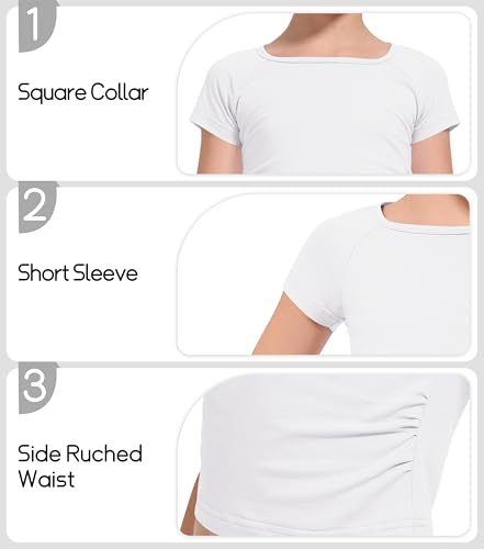 Dreammonkey Crop Tops for Girls Short Sleeve Shirt Girls Summer Tops Square Neck T Shirts for Kids (Ages 6T-14Years)4