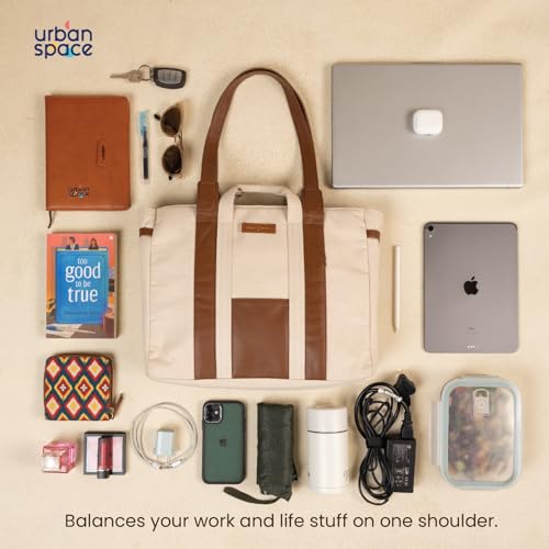 Image of Urban Space Women Tote Bag with Laptop compartment, Handbag for Work, Ladies purse, Stylish Shoulder Bag, Laptop ipad Tote Bags For Office Use, Gift for Women