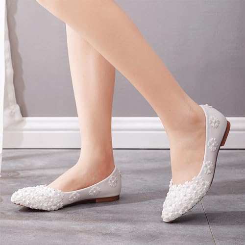 Chaussures de ballet plates blanches en dentelle bout fermé taille 41