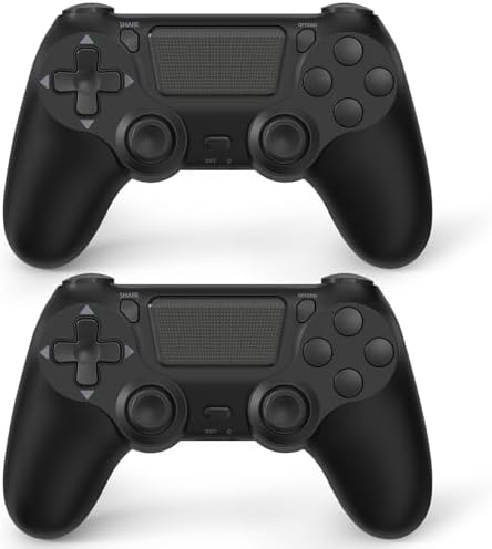 FASIGO 2 Pack Wireless Controller for PS4 Slim/Pro, 20hs Rechargeable Controller with Dual Vibration, Ergonomic Grip, Compatible with playstation 4 (Black) : Video Games