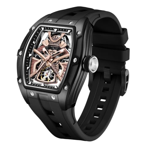 Image of ALIX Men's Automatic Skeleton Self-Winding Water Resistant Chronograph Analog Watch