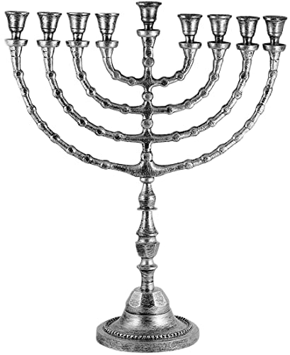 Extra Large Traditional Chanukah Menorah use with Thick Shabbat Candles or Oil Cups Antique Looking Hanukkah Minorah, for Shul, Synagogue, Temple 21