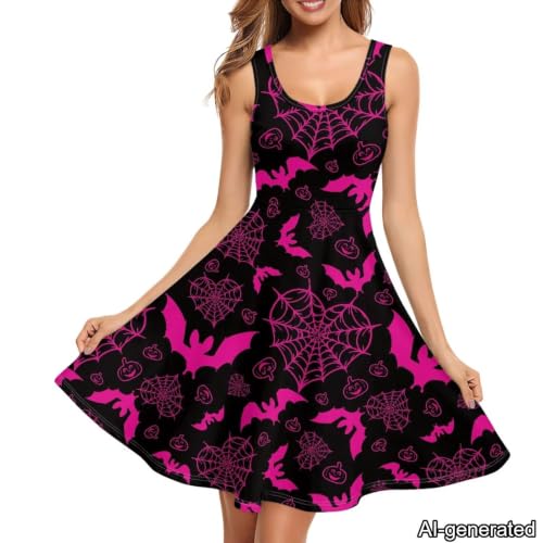 Image of Dreaweet Casual Sleeveless Dresses for Women Girls, Round Neck Tank Dresses with Pockets Summer Sundress Size XS-4XL