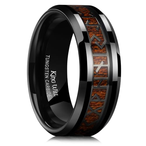 Bague en tungstène 8mm King Will avec bois de Koa pour homme