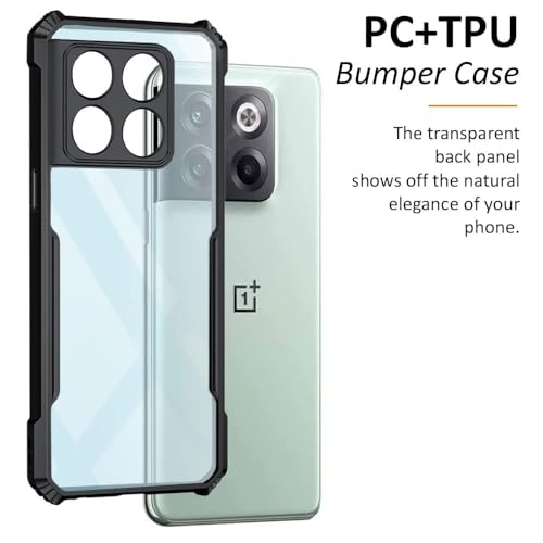 Image of WOW IMAGINE Poly Carbonate + TPU Shockproof Crystal Clear Oneplus 10T 5G Back Cover Case | 360 Degree Protection | Protective Design | Transparent Back Cover Case For 1+ Oneplus 10T 5G (Black Bumper)