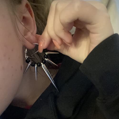 Goth Spike Earrings Punk Emo Earrings Gothic Hoop Earrings For Women Girls Men Boys (Black) #TOP3