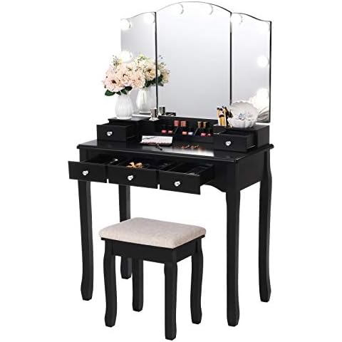 ANWBROAD Tri-Folding Mirror Dressing Table Set Cover