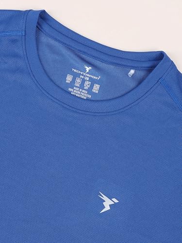Image of TECHNOSPORT Men's Slim Fit Polyester Activewear Sports T-Shirt with Moisture-Wicking Comfort for Workout, Running & Gym